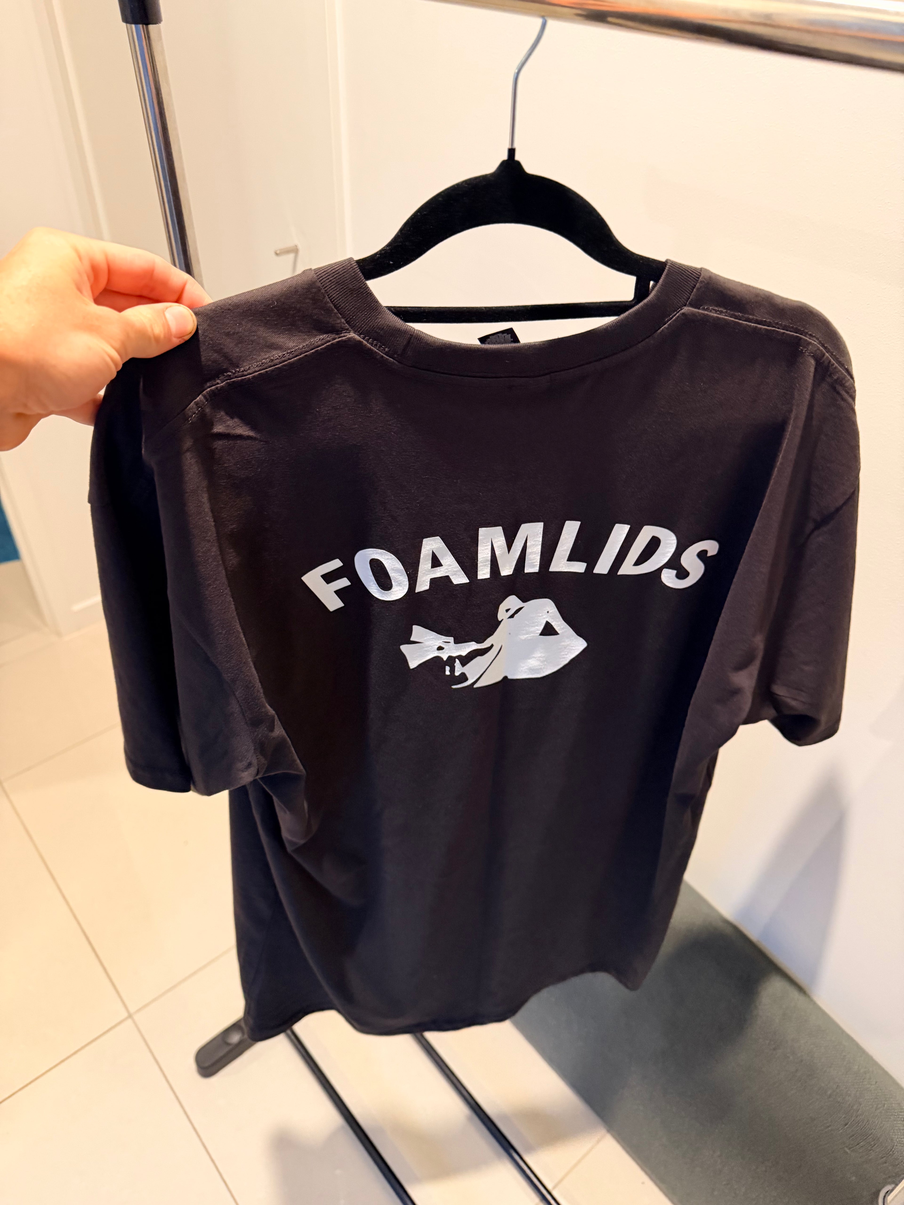 Foamlids OG Light Gray & Black Short Sleeve T-Shirts